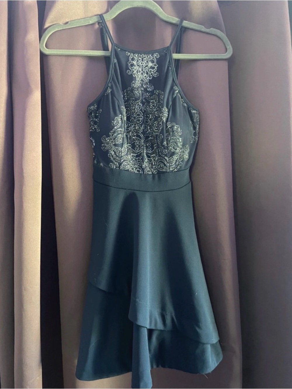 Speechless Black Embellished Halter Prom Dress